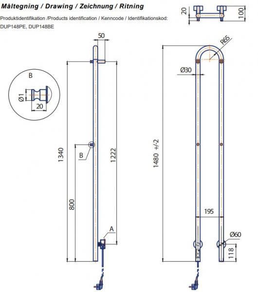 Kriss Duo Plus håndklædetørrer 19x148 cm - Poleret rustfrit stål Kriss Duo Plus håndklædetørrer 19x148 cm - Poleret rustfrit stål