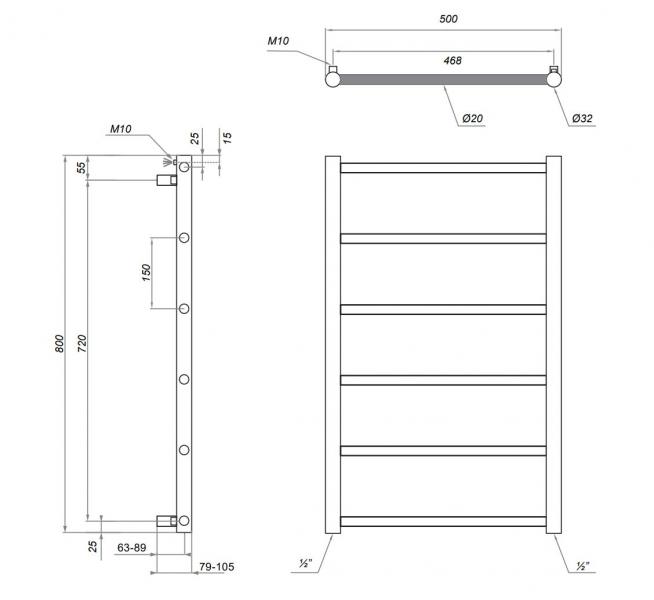 Kriss Polaris håndklædetørrer - 50x80 cm - Krom Kriss Polaris håndklædetørrer - 50x80 cm - Krom