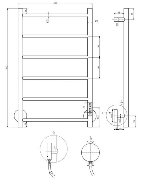 TVS Plus 6 håndklædetørrer - Gunmetal