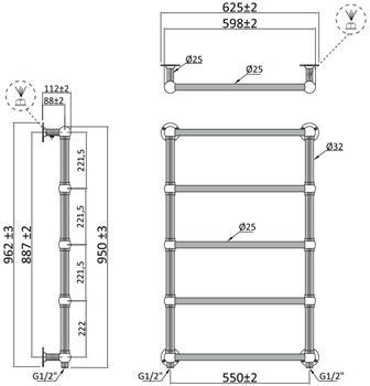 Kriss Empire håndklædetørrer - 60x95 cm - Krom Kriss Empire håndklædetørrer - 60x95 cm - Krom