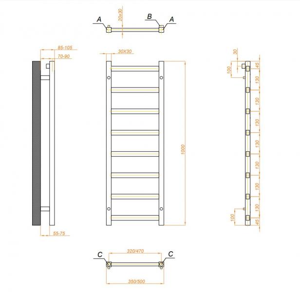 Kriss Manisa Håndklædetørrer - 50x100 cm - Krom Kriss Manisa Håndklædetørrer - 50x100 cm - Krom