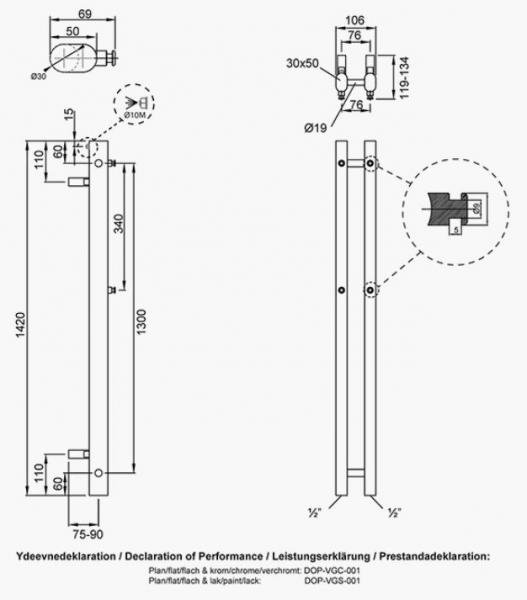 Kriss Vega håndklædetørrer - 10,6x142 cm - Mat sort Kriss Vega håndklædetørrer - 10,6x142 cm - Mat sort