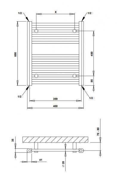 Strømberg Asola håndklædetørrer - 40x65 cm - Hvid