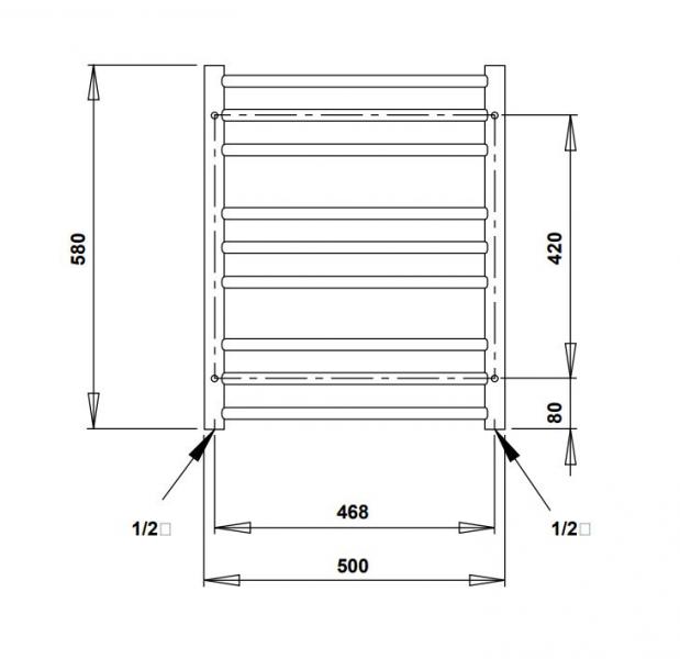 Strømberg Sorano el-håndklædetørrer - 50x58 cm - Rustfrit stål Strømberg Sorano el-håndklædetørrer - 50x58 cm - Rustfrit stål