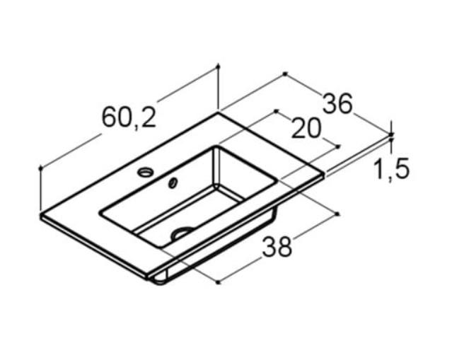 Dansani Mini Minore 60 møbelvask - 1 hanehul Dansani Mini Minore 60 møbelvask - 1 hanehul