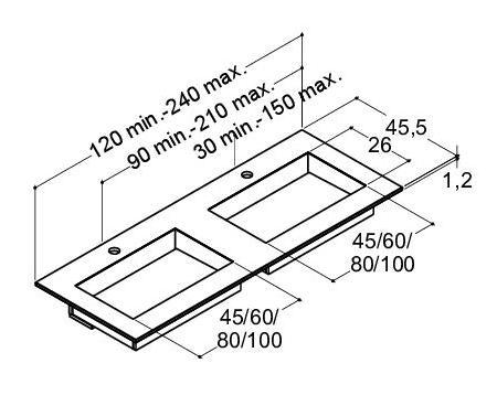 Dansani Angular dobbelt håndvask efter mål 220-240 cm - Blanco Zeus Dansani Angular dobbelt håndvask efter mål 220-240 cm - Blanco Zeus
