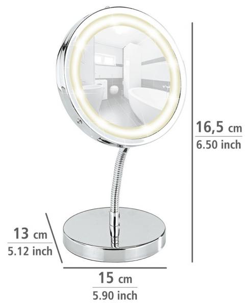 Wenko Brolo kosmetikspejl til bord - Vendbar m/LED og 3x forstørrelse Wenko Brolo kosmetikspejl til bord - Vendbar m/LED og 3x forstørrelse