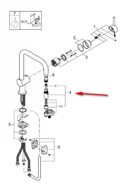 Grohe udtræksbruser med omskifter - Steel