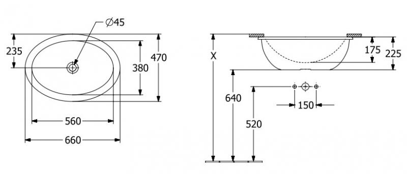 V&B Loop&Friends 56 håndvask t/underlimning - Med overløb - Ebony - Ceramic+ V&B Loop&Friends 56 håndvask t/underlimning - Med overløb - Ebony - Ceramic+