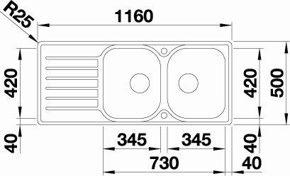 Blanco Lantos 8S-IF Compact køkkenvask - Rustfrit stål Blanco Lantos 8S-IF Compact køkkenvask - Rustfrit stål