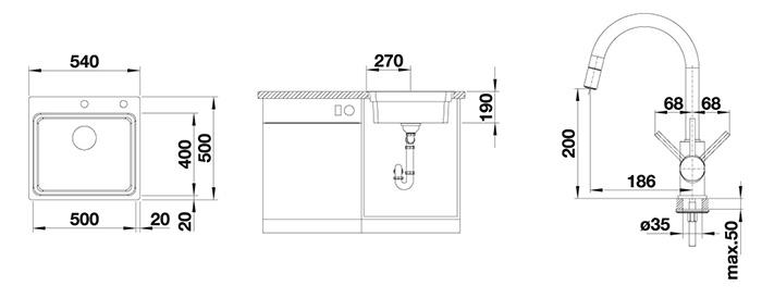 Blanco Etagon 500-IF/A køkkenvask m/Mida-S køkkenarmatur Blanco Etagon 500-IF/A køkkenvask m/Mida-S køkkenarmatur