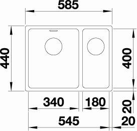 Blanco Andano 340/180-U UXI køkkenvask - Venstrevendt Blanco Andano 340/180-U UXI køkkenvask - Venstrevendt