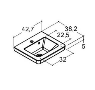 Dansani Mini Larghetto 42 håndvask t/møbel - 1 hanehul