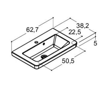 Dansani Mini Larghetto 62 håndvask t/møbel - 1 hanehul Dansani Mini Larghetto 62 håndvask t/møbel - 1 hanehul