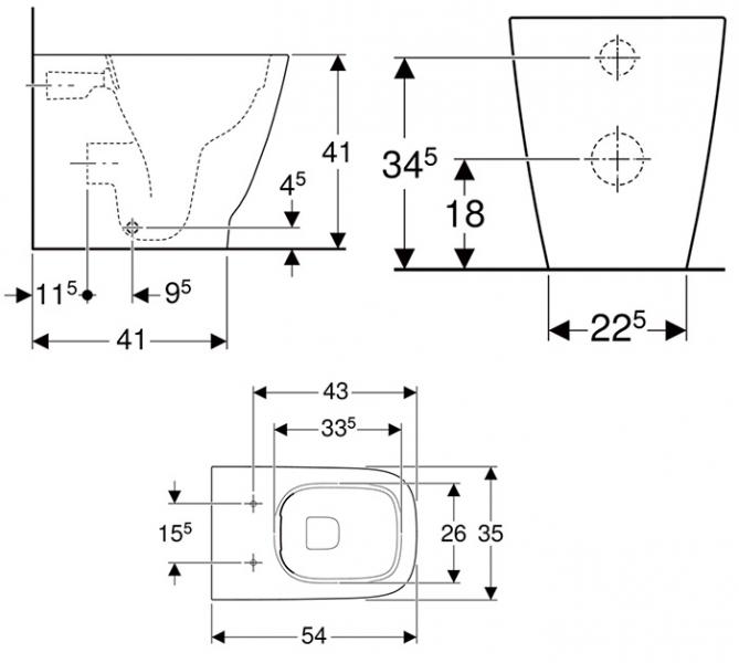 Geberit Smyle Square BTW rimfree gulvstående toilet Geberit Smyle Square BTW rimfree gulvstående toilet