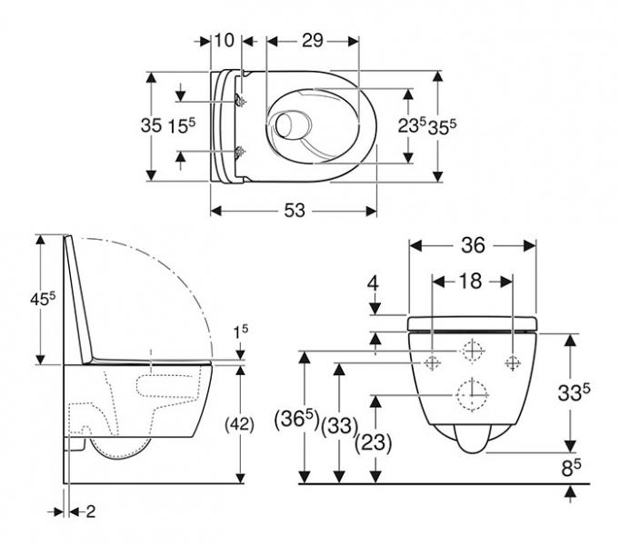 Geberit iCon væghængt toilet m/TurboFlush, toiletsæde og Keratect Geberit iCon væghængt toilet m/TurboFlush, toiletsæde og Keratect