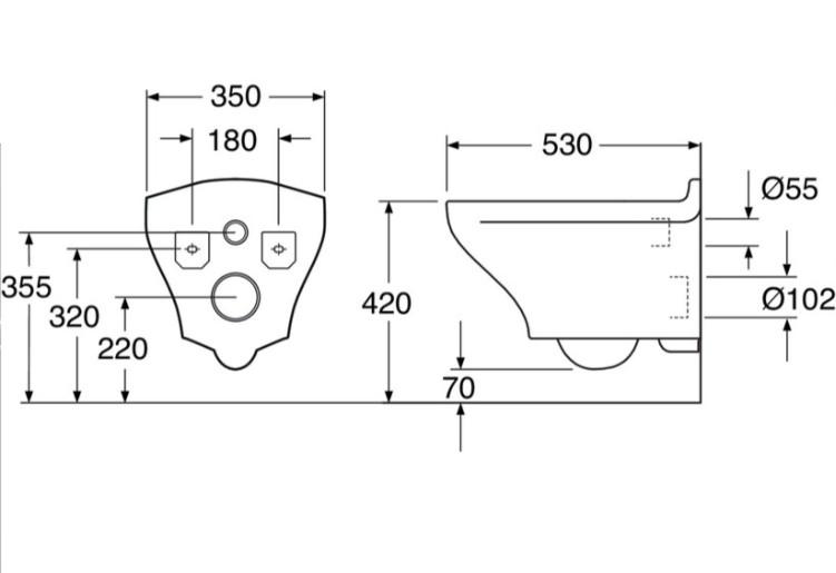 Gustavsberg 8330 Estetic Rimless væghængt toilet inkl. sæde m/SoftClose og QuickRelease - C+