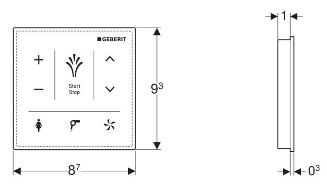 Vægkontrolpanel til Geberit AquaClean - Sort glas
