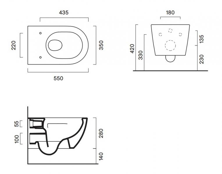 Catalano Sfera 55 væghængt toilet m/Silentech og TwinGlaze - Mat hvid