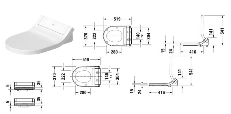 Duravit SensoWash Classic toiletsæde m/douchefunktion, soft close