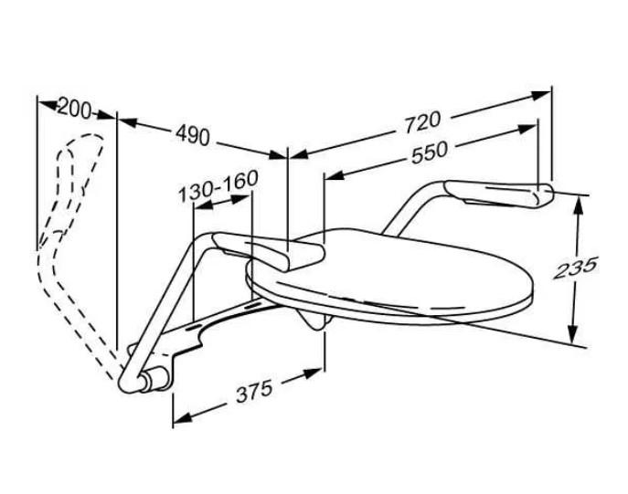 Pressalit TMA 2 armstøtte inkl. sæde til montering på toilet