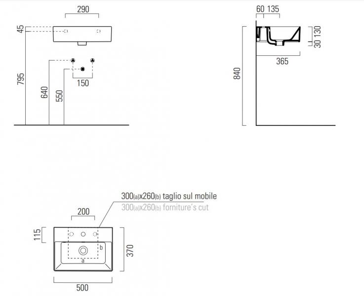 GSI Kube X 50 kompakt håndvask t/væg - ExtraGlaze GSI Kube X 50 kompakt håndvask t/væg - ExtraGlaze