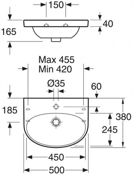 Gustavsberg Nautic 50 håndvask t/væg - Uden hanehul Gustavsberg Nautic 50 håndvask t/væg - Uden hanehul