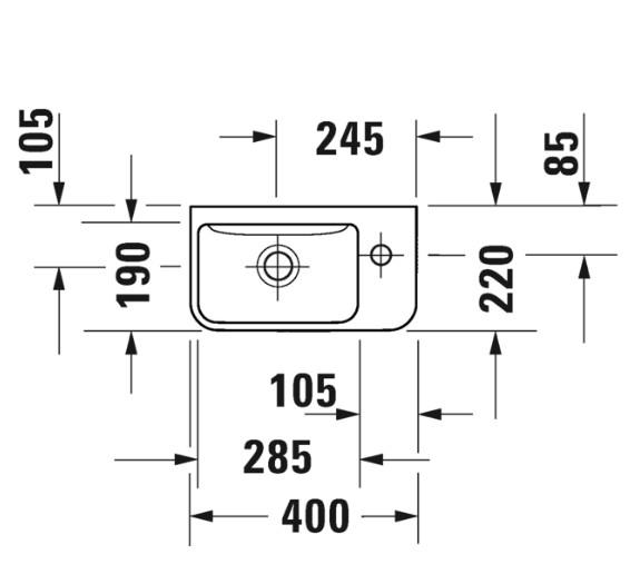 Duravit Me by Starck 40 håndvask t/væg - 1 hanehul til højre - Uden overløb Duravit Me by Starck 40 håndvask t/væg - 1 hanehul til højre - Uden overløb