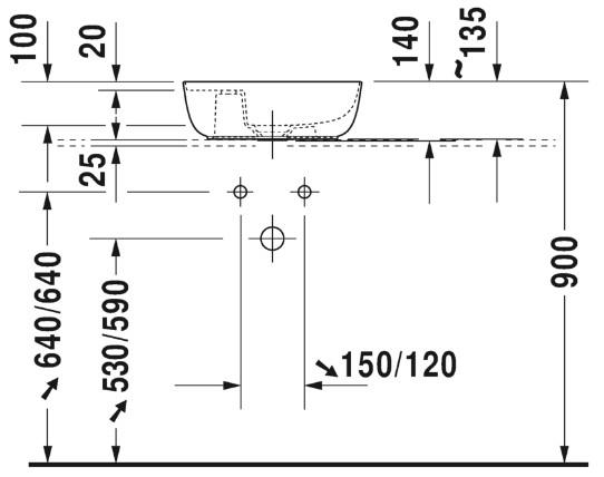 Duravit Luv 42 fritstående bowlevask - 1 hanehul - Uden overløb Duravit Luv 42 fritstående bowlevask - 1 hanehul - Uden overløb