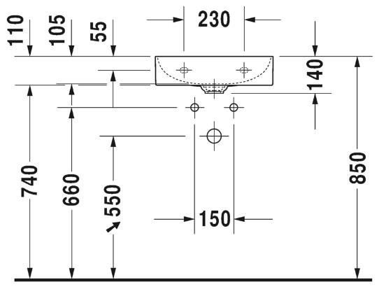 Duravit DuraSquare 45 håndvask t/væg eller møbel Duravit DuraSquare 45 håndvask t/væg eller møbel