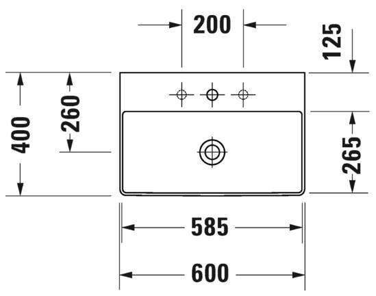 Duravit DuraSquare Compact 60 bowlevask op til væg - Uden hanehul - Uden overløb Duravit DuraSquare Compact 60 bowlevask op til væg - Uden hanehul - Uden overløb