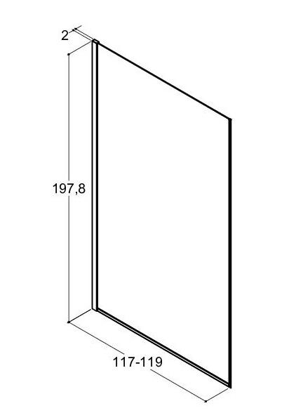 Dansani Match D 117-119 cm fast brusevæg - Klar glas/matkrom