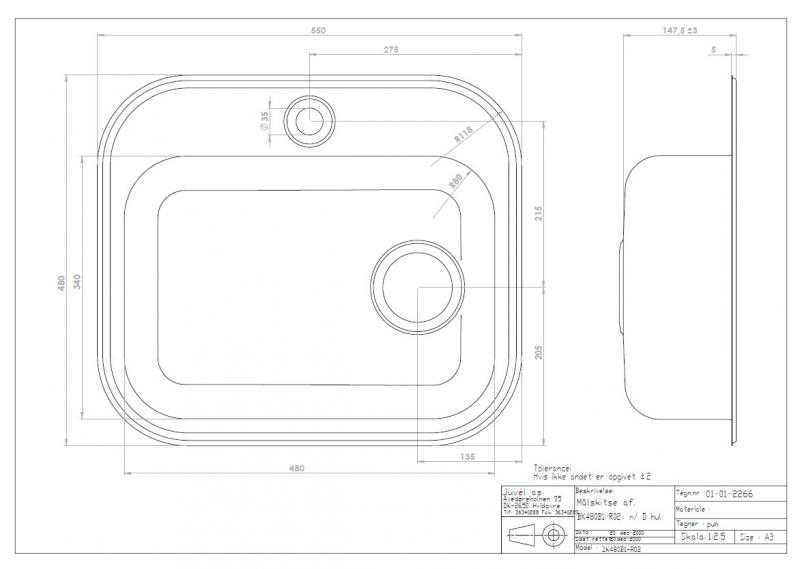 Intra Juvel MK480B køkkenvask med strainer