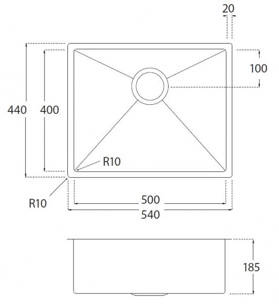 Lavabo Kubus 500 Soft køkkenvask m/køkkenarmatur - Dark bronze