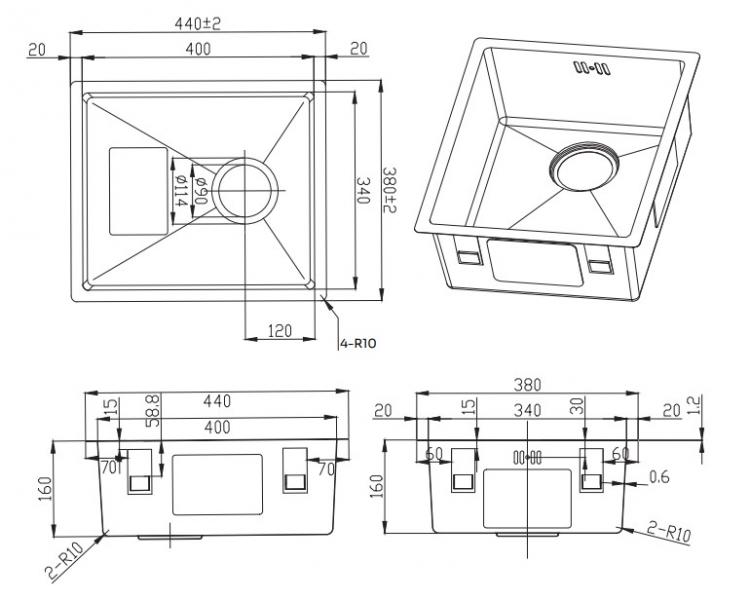 Lavabo DK400 køkkenvask m/kurveventil - Rustfrit stål Lavabo DK400 køkkenvask m/kurveventil - Rustfrit stål