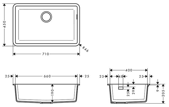 hansgrohe S510-U660 køkkenvask i komposit - Graphite black hansgrohe S510-U660 køkkenvask i komposit - Graphite black