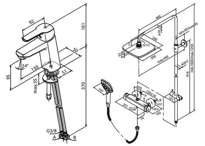Damixa Pine komplet pakke til badeværelset - Mat sort