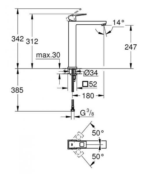 Grohe Eurocube håndvaskarmatur t/bowlevask Grohe Eurocube håndvaskarmatur t/bowlevask