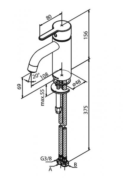 Damixa Silhouet S håndvaskbatteri u/bundventil - Steel Damixa Silhouet S håndvaskbatteri u/bundventil - Steel