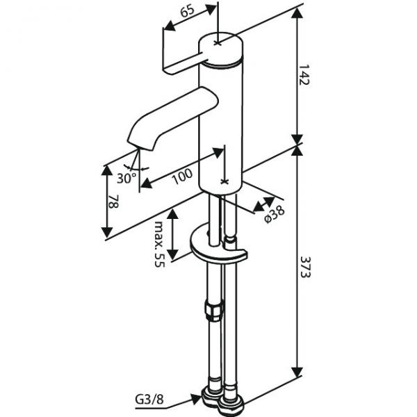 Damixa Iris S håndvaskarmatur u/bundventil m/koldstart - Steel