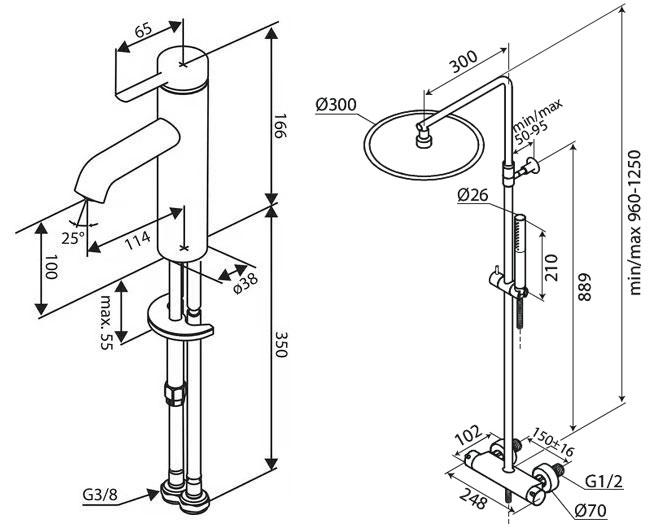 Damixa Iris komplet pakke til badeværelse - Børstet grafitgrå