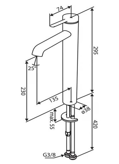 Damixa Iris bowlearmatur m/koldstart u/bundventil - Børstet messing