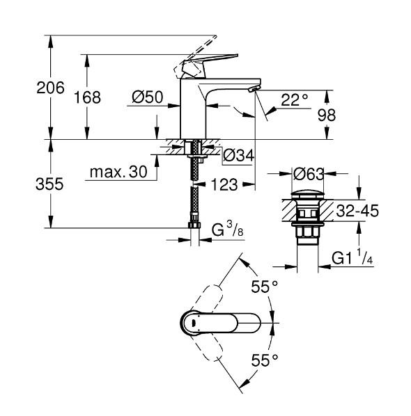 Grohe Eurosmart Cosmopolitan M håndvaskarmatur m/pop up bundventil Grohe Eurosmart Cosmopolitan M håndvaskarmatur m/pop up bundventil