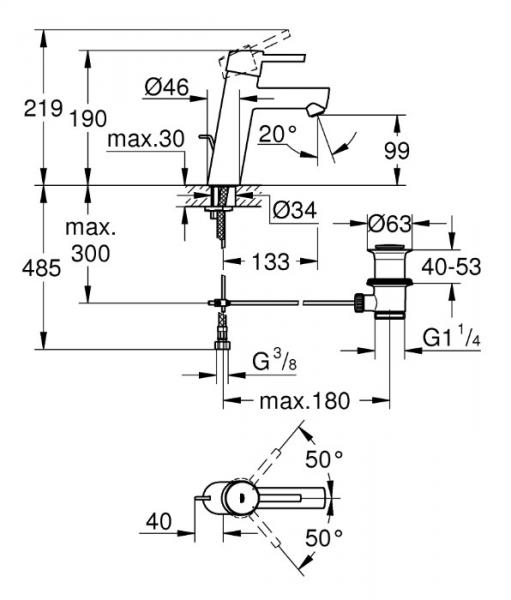 Grohe Concetto M håndvaskarmatur m/løft-op bundventil Grohe Concetto M håndvaskarmatur m/løft-op bundventil