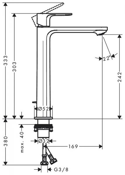 hansgrohe Rebris E 240 håndvaskarmatur m/Coolstart og løft-op bundventil - Krom