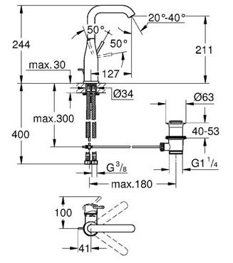Grohe Essence New L håndvaskarmatur m/bundventil og svingtud - Børstet hard graphite Grohe Essence New L håndvaskarmatur m/bundventil og svingtud - Børstet hard graphite