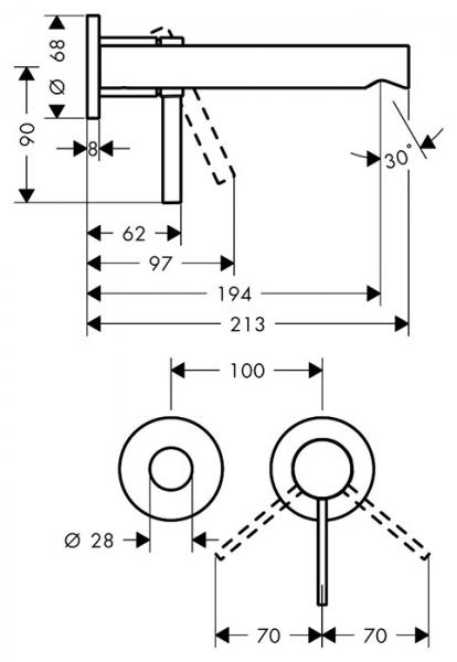 hansgrohe Zesis S armatur indbygning i væg 19,4 cm - Krom