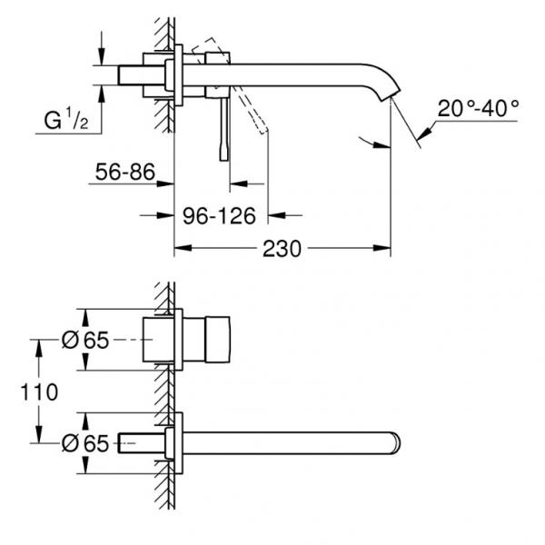 Grohe Essence New L komplet armatur til indbygning i væg - Børstet Warm Sunset Grohe Essence New L komplet armatur til indbygning i væg - Børstet Warm Sunset