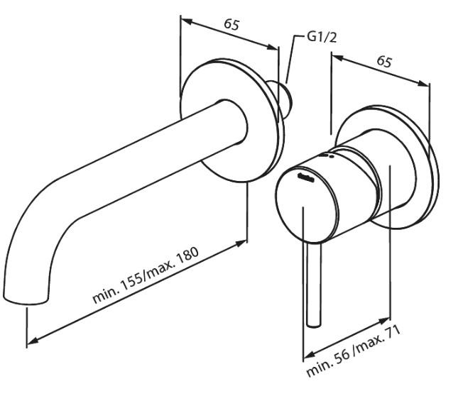 Damixa Osier armatur til indbygning i væg - Mat sort Damixa Osier armatur til indbygning i væg - Mat sort
