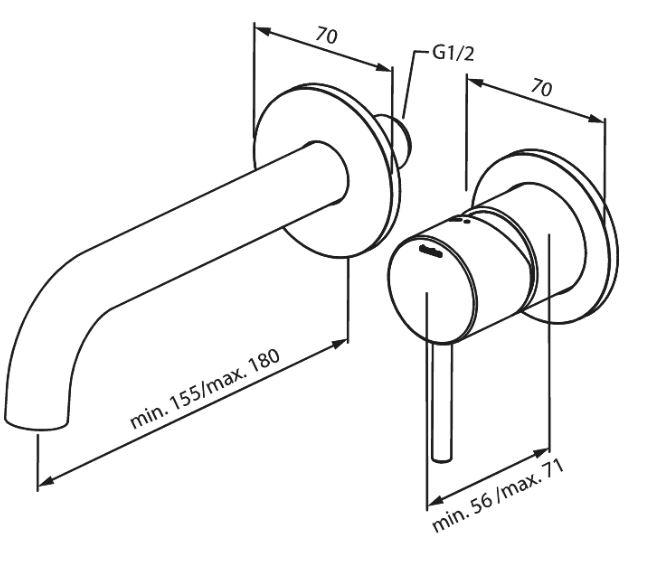 Damixa Osier armatur til indbygning i væg - Børstet grafitgrå Damixa Osier armatur til indbygning i væg - Børstet grafitgrå